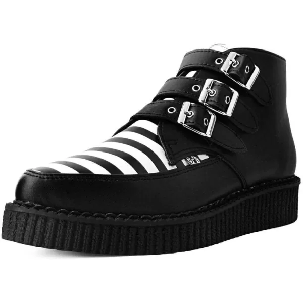 T.U.K. Shoes A9659 Unisex-Adult Boots, Black &amp; White Stripe 3-Buckle Pointed Boot