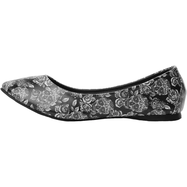 Women's Black Sugar Skull Flat