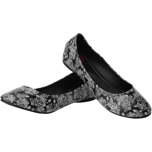 Women's Black Sugar Skull Flat