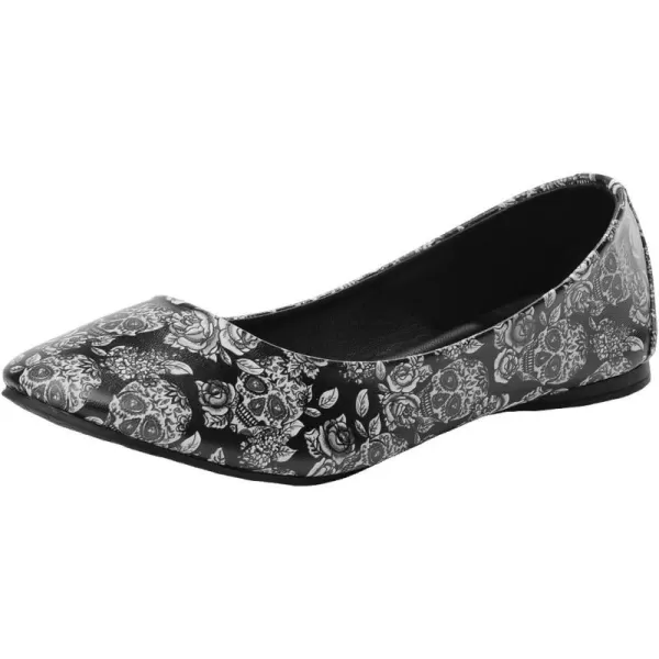 Women's Black Sugar Skull Flat