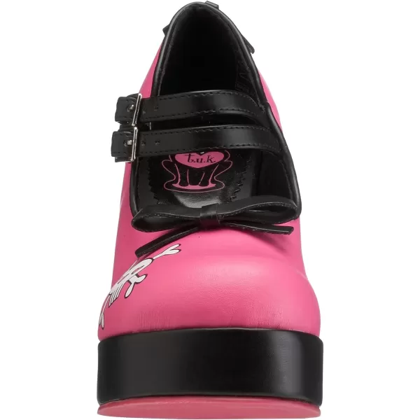 T.U.K. Women's A7319L 2 Strap Skull Platform Mary Jane
