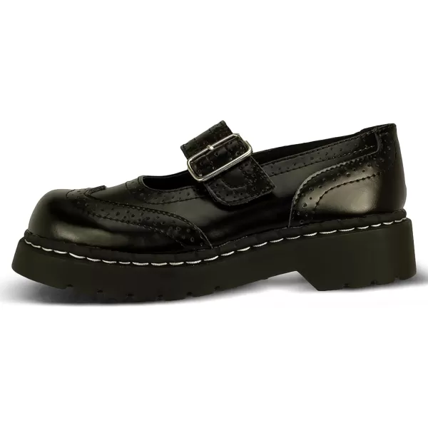 T.U.K. Leather Brogue Mary Janes Shoes for Women, Round Toe Ankle Strap Oxford Dress Shoes