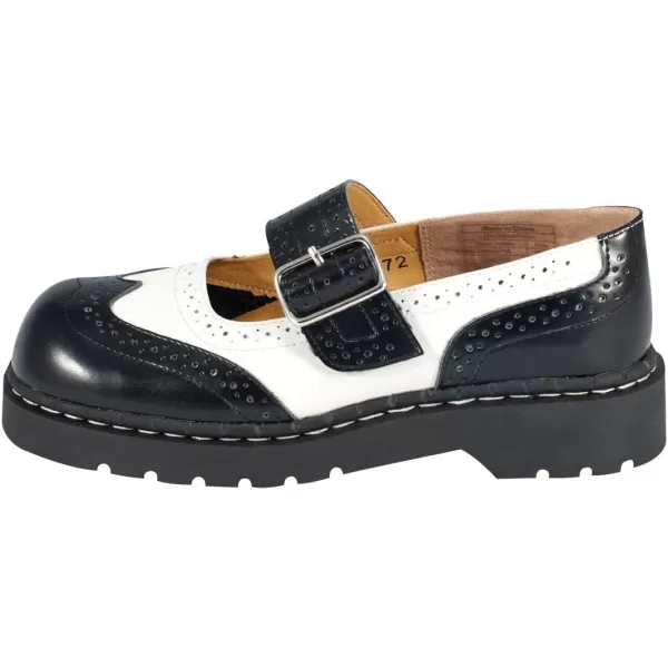 T.U.K. Leather Brogue Mary Janes Shoes for Women, Round Toe Ankle Strap Oxford Dress Shoes
