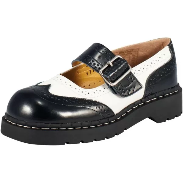 T.U.K. Leather Brogue Mary Janes Shoes for Women, Round Toe Ankle Strap Oxford Dress Shoes