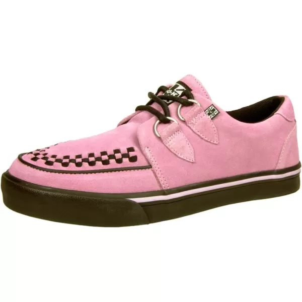 T.U.K. Leather Creeper Sneaker Shoes for Men and Women - Puck, Goth and Rocker Style Leather Suede Lace Up Shoes, Pink Suede, 37/38 EU