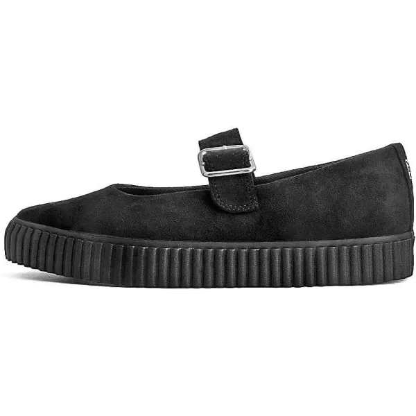 T.U.K. Shoes Black Vegan Faux Suede Pointed Buckle Strap Mary Janes for Women | US Women 8