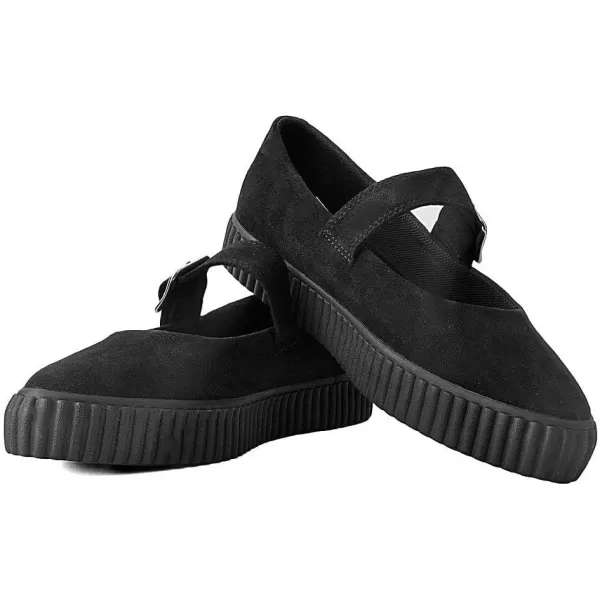 T.U.K. Shoes Black Vegan Faux Suede Pointed Buckle Strap Mary Janes for Women | US Women 8