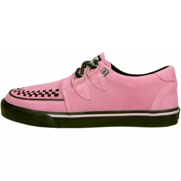 T.U.K. Leather Creeper Sneaker Shoes for Men and Women - Puck, Goth and Rocker Style Leather Suede Lace Up Shoes, Pink Suede, 35.5/37 EU