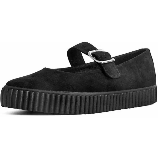 T.U.K. Shoes Black Vegan Faux Suede Pointed Buckle Strap Mary Janes for Women | US Women 8