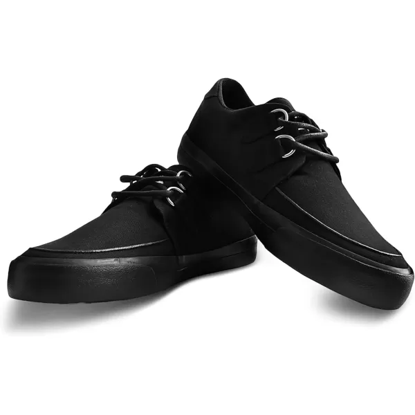 imageTUK Black Twill Vegan Creeper Sneaker Shoes for Women and Men D Ring Lace Up Shoes  US Women 12  Men 10