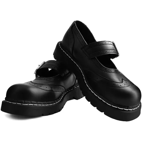 imageTUK Shoes Vegan TUKskin Brogue Mary Janes Shoes for Women Round Toe Ankle Strap Oxford Dress ShoesBlack