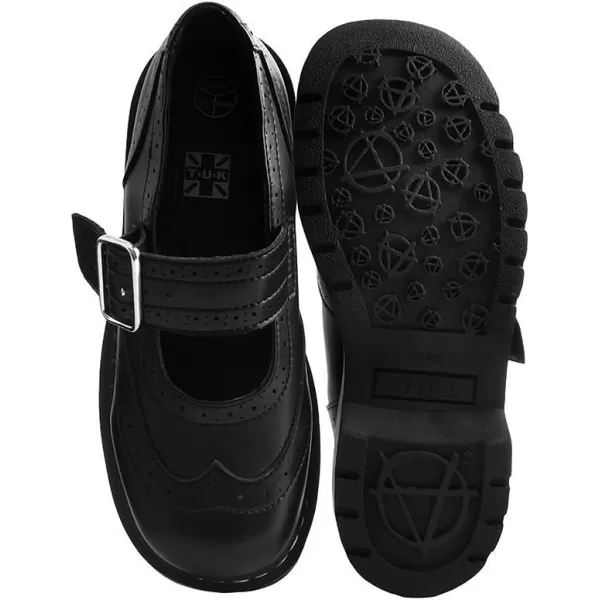 imageTUK Shoes Vegan TUKskin Brogue Mary Janes Shoes for Women Round Toe Ankle Strap Oxford Dress ShoesBlack