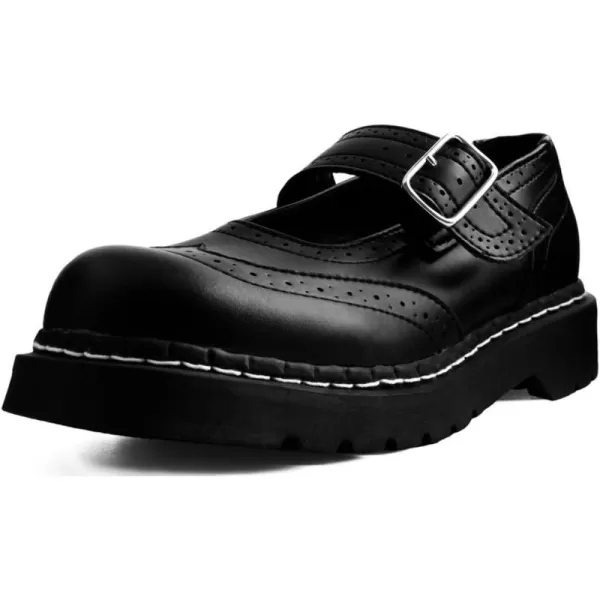 imageTUK Shoes Vegan TUKskin Brogue Mary Janes Shoes for Women Round Toe Ankle Strap Oxford Dress ShoesBlack