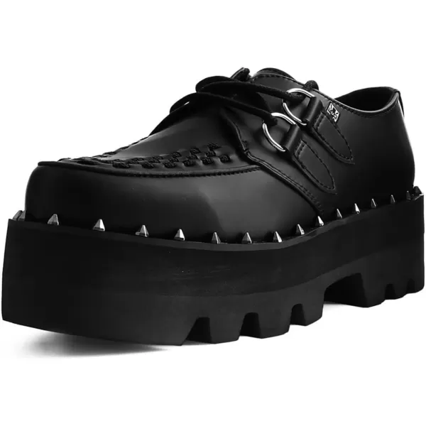 imageTUK Shoes A9469 UnisexAdult Platforms Black Faux Leather Dino Lug Sole CreeperBlack