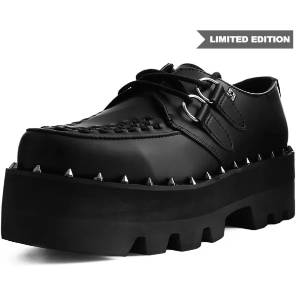 imageTUK Shoes A9469 UnisexAdult Platforms Black Faux Leather Dino Lug Sole CreeperBlack