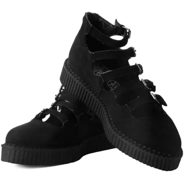 imageTUK Shoes Black Faux Suede MultiStrap Pointed Creeper Sneaker Flats Mary Janes for Women  US Women 11