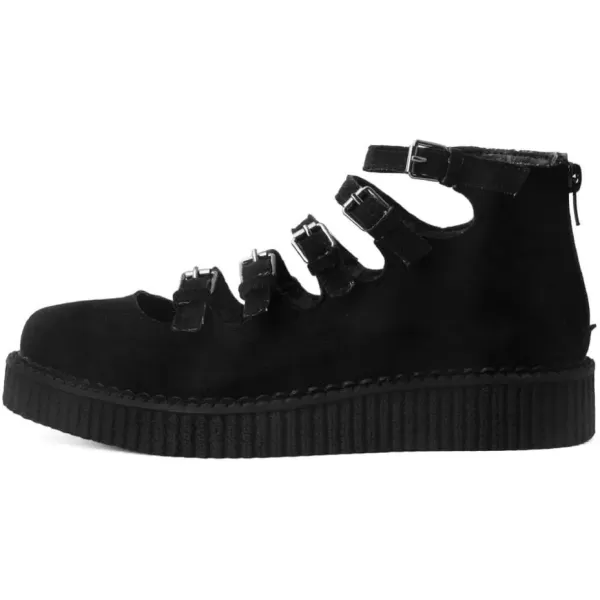 imageTUK Shoes Black Faux Suede MultiStrap Pointed Creeper Sneaker Flats Mary Janes for Women  US Women 11