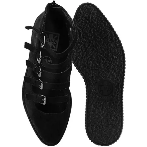 imageTUK Shoes Black Faux Suede MultiStrap Pointed Creeper Sneaker Flats Mary Janes for Women  US Women 11