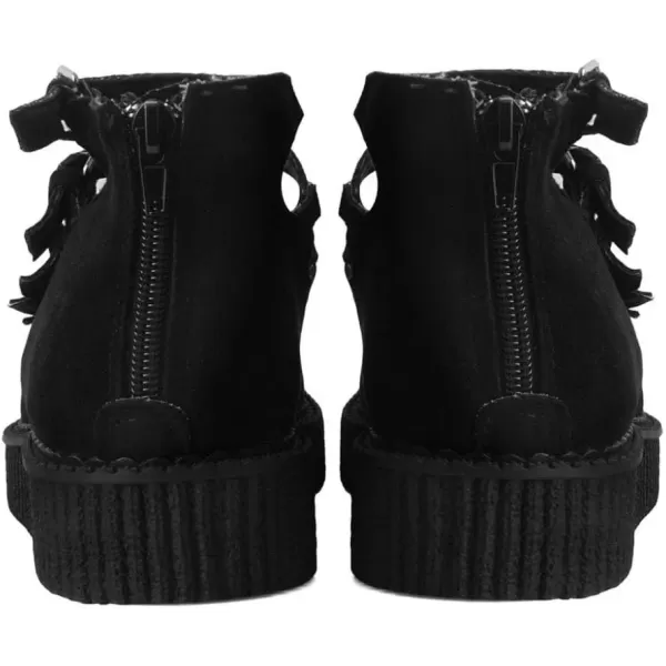 imageTUK Shoes Black Faux Suede MultiStrap Pointed Creeper Sneaker Flats Mary Janes for Women  US Women 11