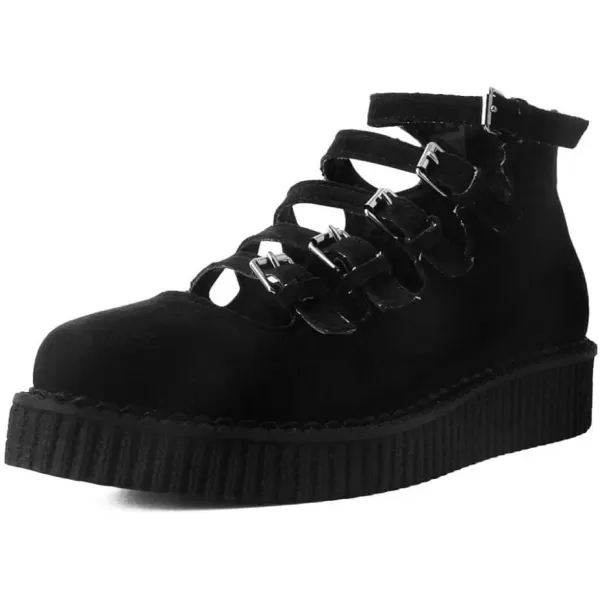 imageTUK Shoes Black Faux Suede MultiStrap Pointed Creeper Sneaker Flats Mary Janes for Women  US Women 11