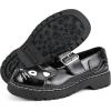 imageTUK Kitty Cat Mary Janes Shoes for Women Round Toe Ankle Strap Oxford ShoesBlack Leather