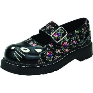imageTUK Kitty Cat Mary Janes Shoes for Women Round Toe Ankle Strap Oxford ShoesFloral