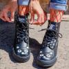 imageTUK Black Kitty Cat Boots For Women Faux Leather Lace Up Goth BootsBlack