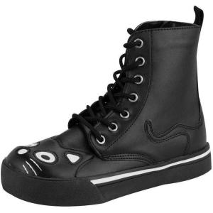 imageTUK Black Kitty Cat Boots For Women Faux Leather Lace Up Goth BootsBlack