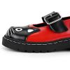 imageTUK Kitty Cat Mary Jane Shoes for Women Round Toe Ankle Strap Oxford ShoesBlack and Red Leather
