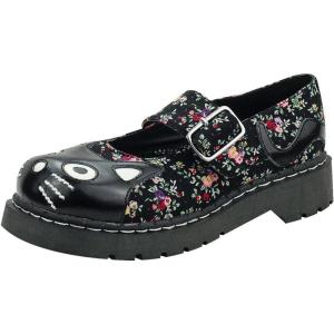 imageTUK Kitty Cat Mary Jane Shoes for Women Round Toe Ankle Strap Oxford ShoesFloral