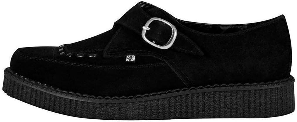 imageTUK Black Suede Pointed Buckle Creepers for Men ampamp Women Low Platform ShoesBlack