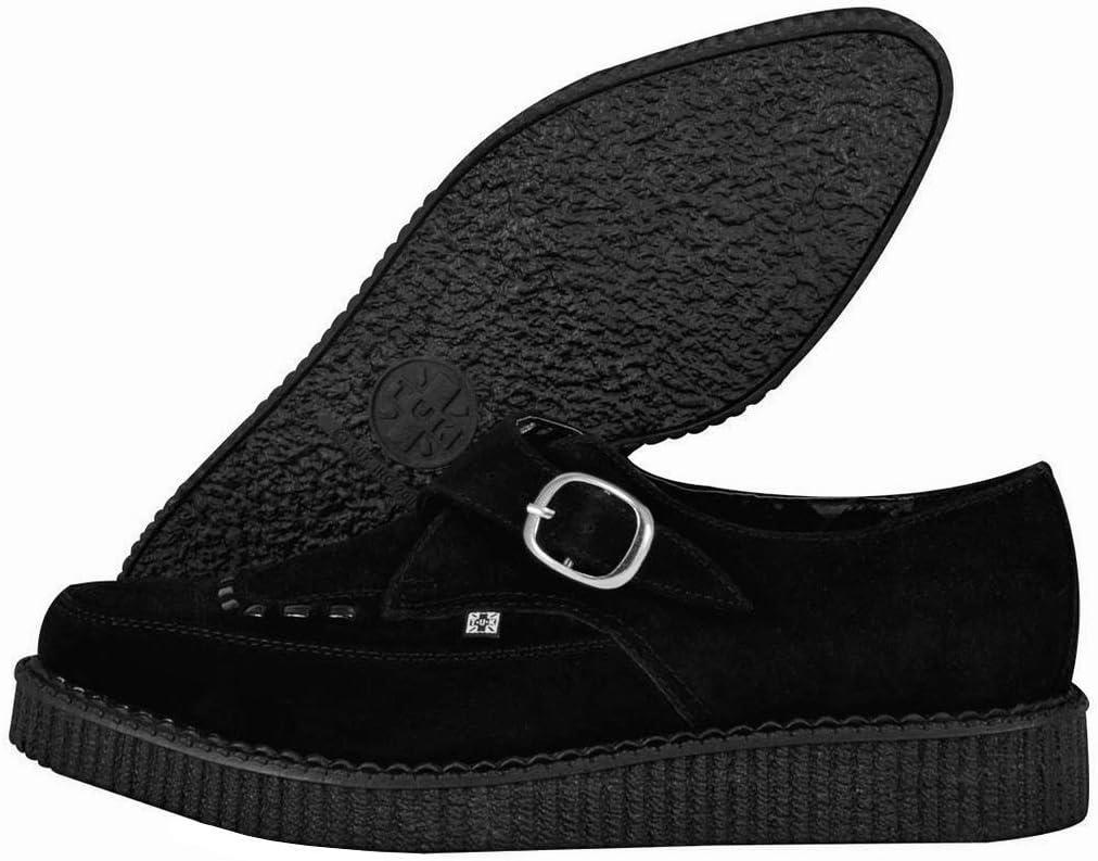 imageTUK Black Suede Pointed Buckle Creepers for Men ampamp Women Low Platform ShoesBlack