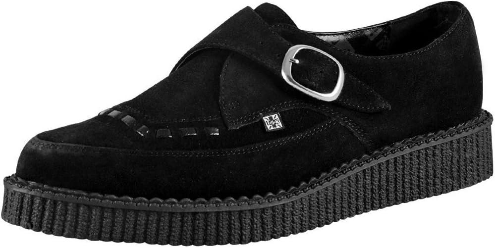 imageTUK Black Suede Pointed Buckle Creepers for Men ampamp Women Low Platform ShoesBlack