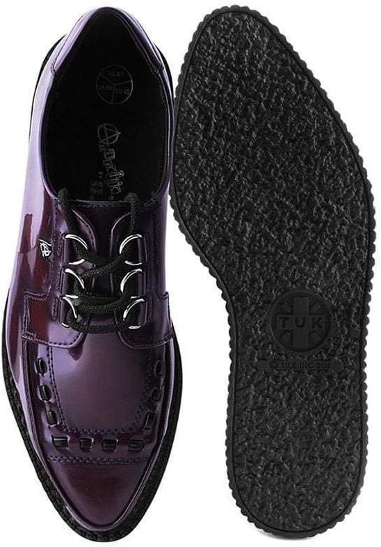 imageTUK Anarchic Creeper Shoes for Women and Men  Pointed Toe LaceUp with DRing Fastening  Low Platform Footwear  Foam Padded Insole ampamp Twill LiningBurgundy