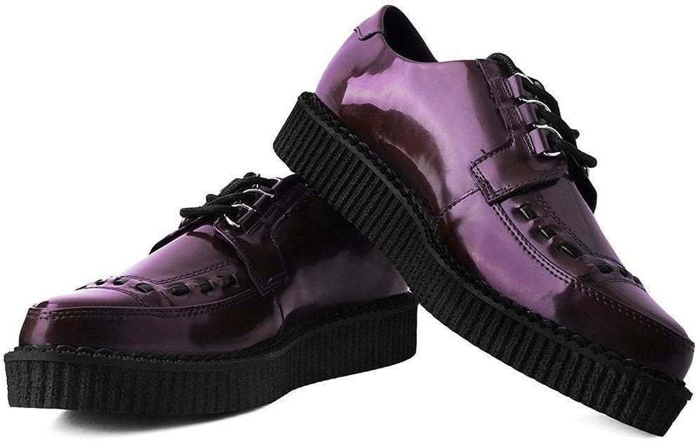 imageTUK Anarchic Creeper Shoes for Women and Men  Pointed Toe LaceUp with DRing Fastening  Low Platform Footwear  Foam Padded Insole ampamp Twill LiningBurgundy