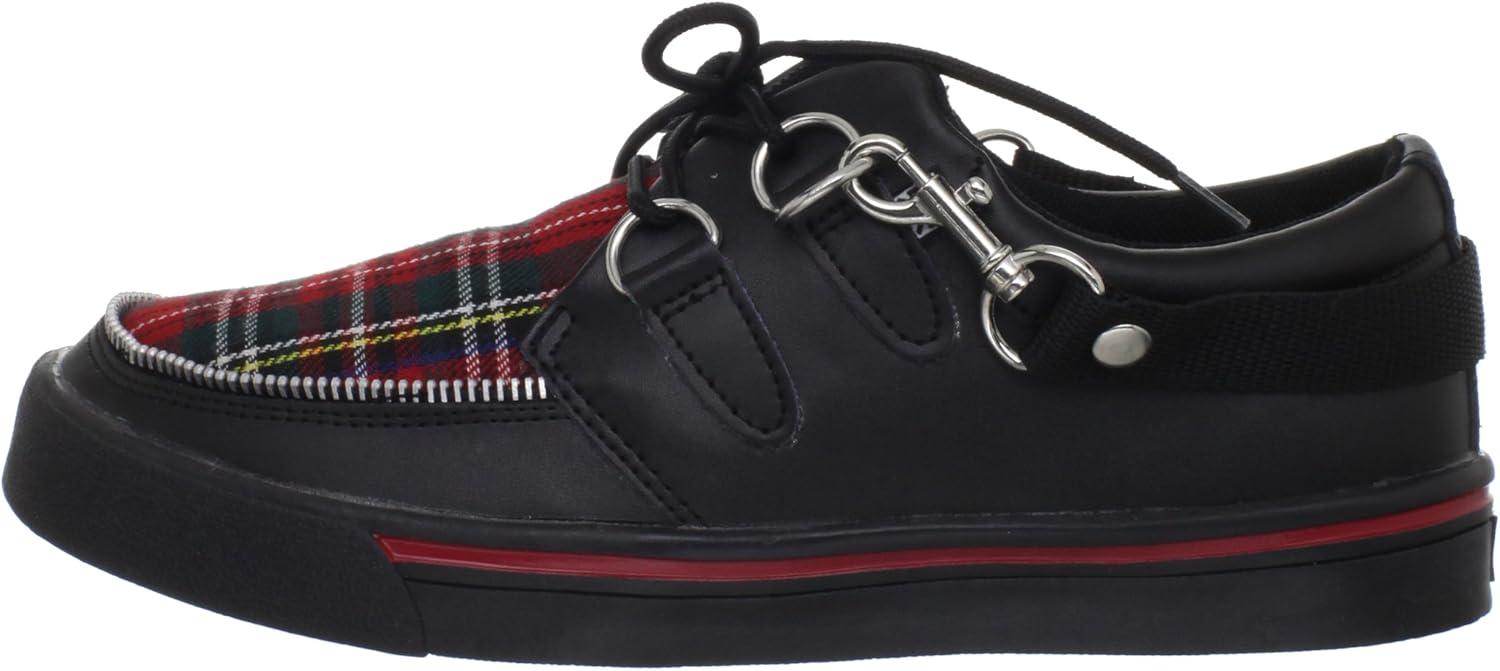 imageTUK Black ampamp Leopard Creeper Sneakers for Men ampamp Women Low Platform SneakerBlackRed Plaid