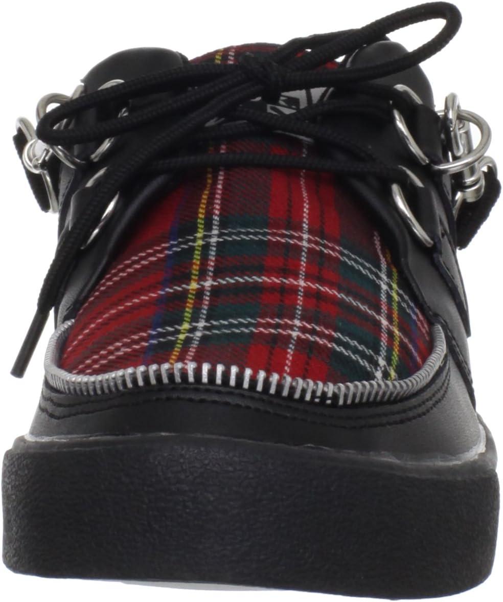 imageTUK Black ampamp Leopard Creeper Sneakers for Men ampamp Women Low Platform SneakerBlackRed Plaid