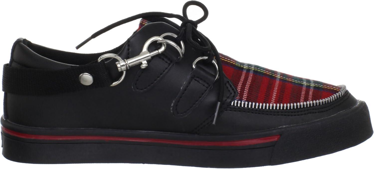 imageTUK Black ampamp Leopard Creeper Sneakers for Men ampamp Women Low Platform SneakerBlackRed Plaid