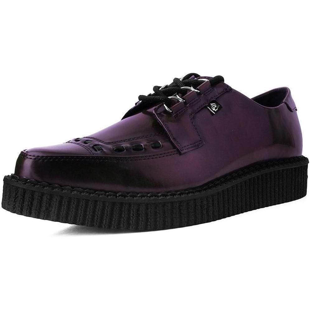imageTUK Anarchic Creeper Shoes for Women and Men  Pointed Toe LaceUp with DRing Fastening  Low Platform Footwear  Foam Padded Insole ampamp Twill LiningBurgundy