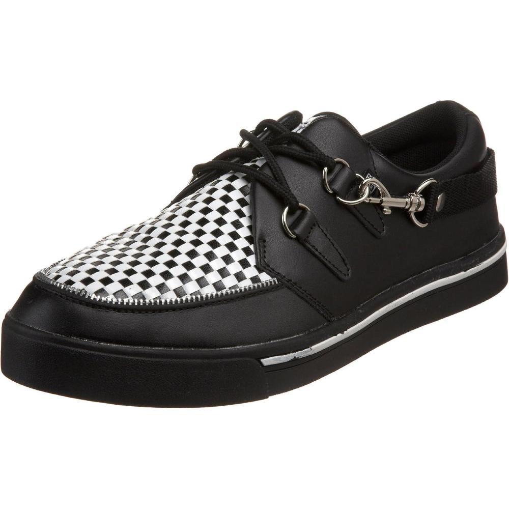 imageTUK Black ampamp Leopard Creeper Sneakers for Men ampamp Women Low Platform SneakerBlackWhite