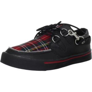 imageTUK Black ampamp Leopard Creeper Sneakers for Men ampamp Women Low Platform SneakerBlackRed Plaid