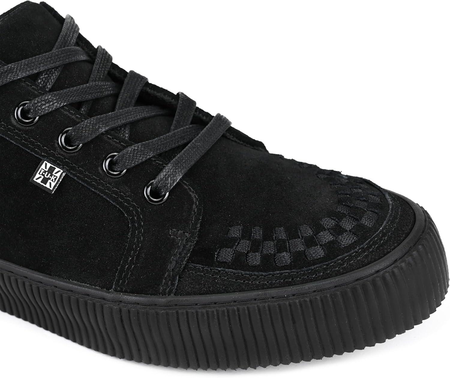 imageTUK Suede Creeper Sneaker for Women and Men  Lace Up Shoes Black Interlace and Eyelets  Classic Ridged Sole and Mesh Lining  Memory Foam Comfort for Everyday WearBlack