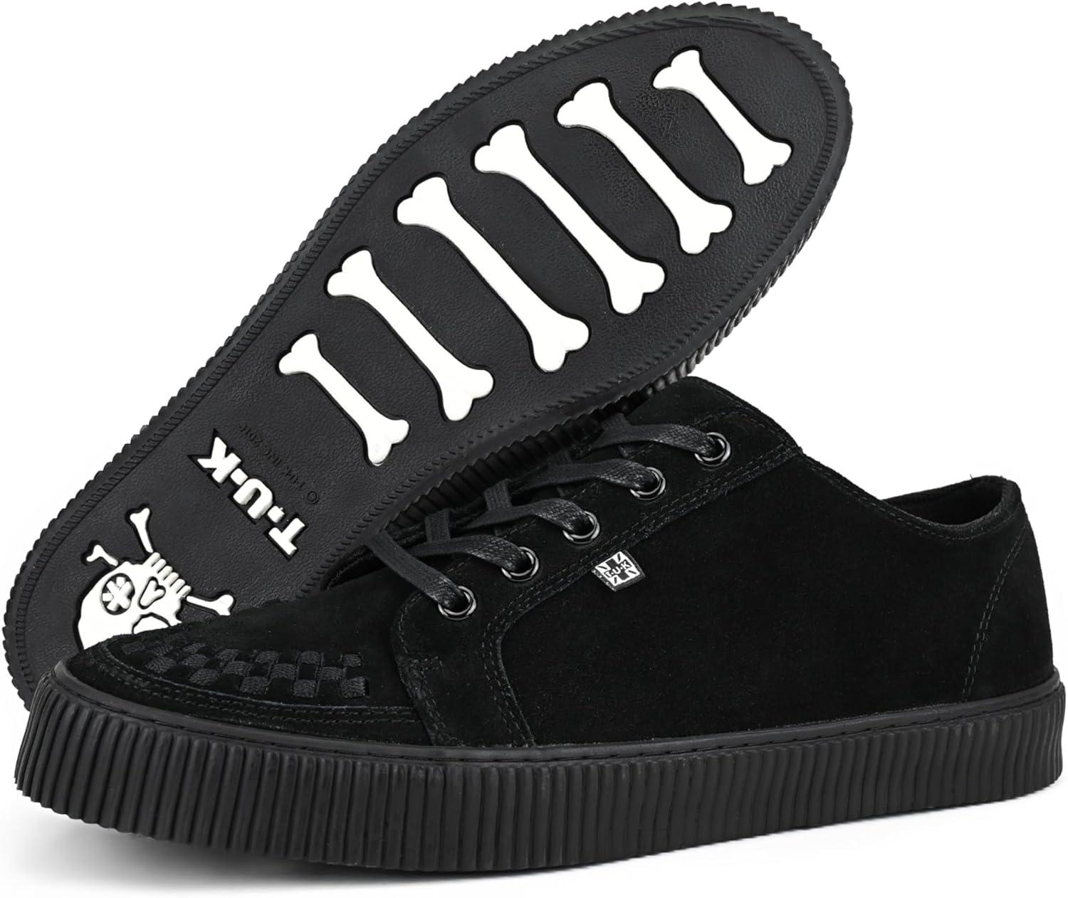 imageTUK Suede Creeper Sneaker for Women and Men  Lace Up Shoes Black Interlace and Eyelets  Classic Ridged Sole and Mesh Lining  Memory Foam Comfort for Everyday WearBlack