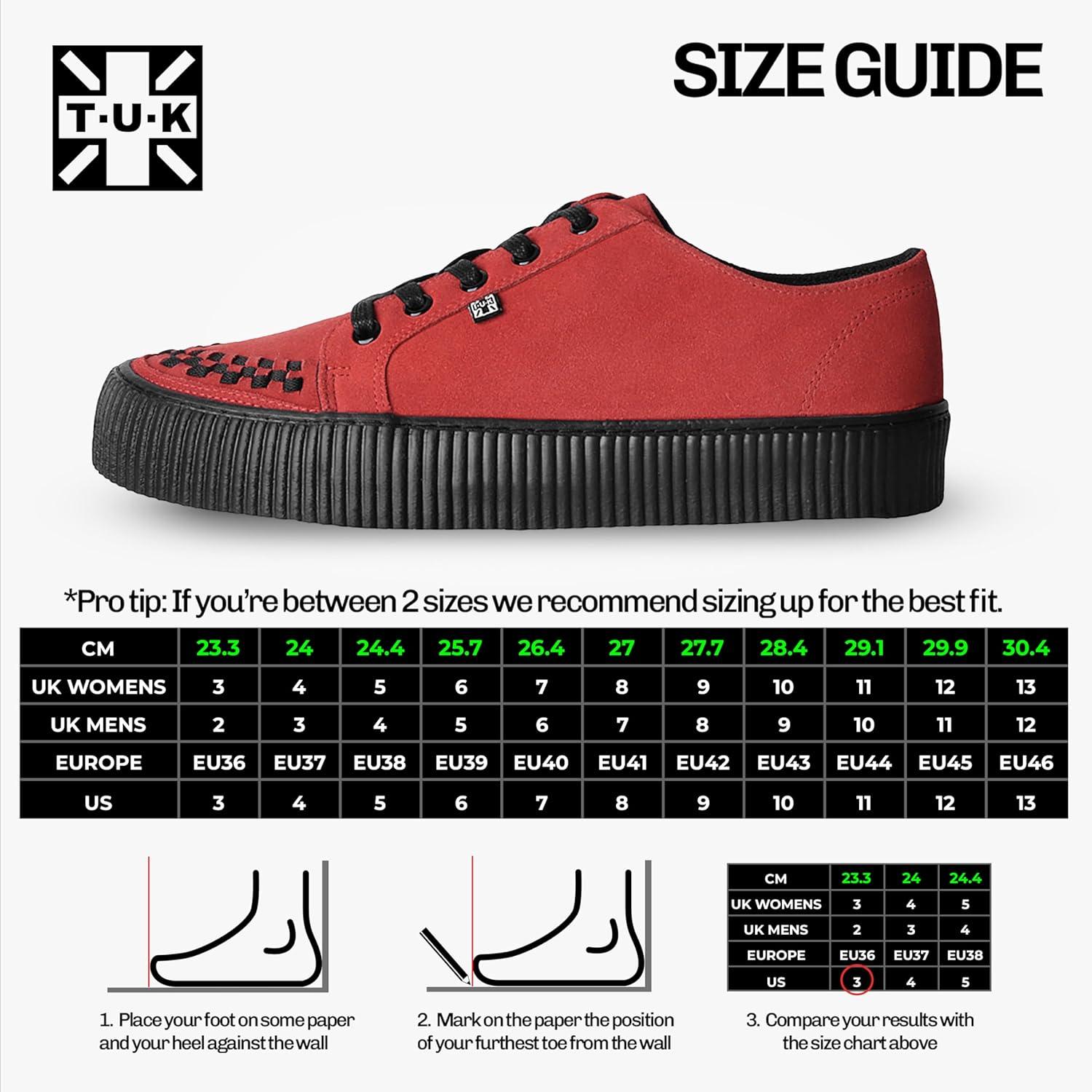 imageTUK Suede Creeper Sneaker for Women and Men  Lace Up Shoes Black Interlace and Eyelets  Classic Ridged Sole and Mesh Lining  Memory Foam Comfort for Everyday WearRed
