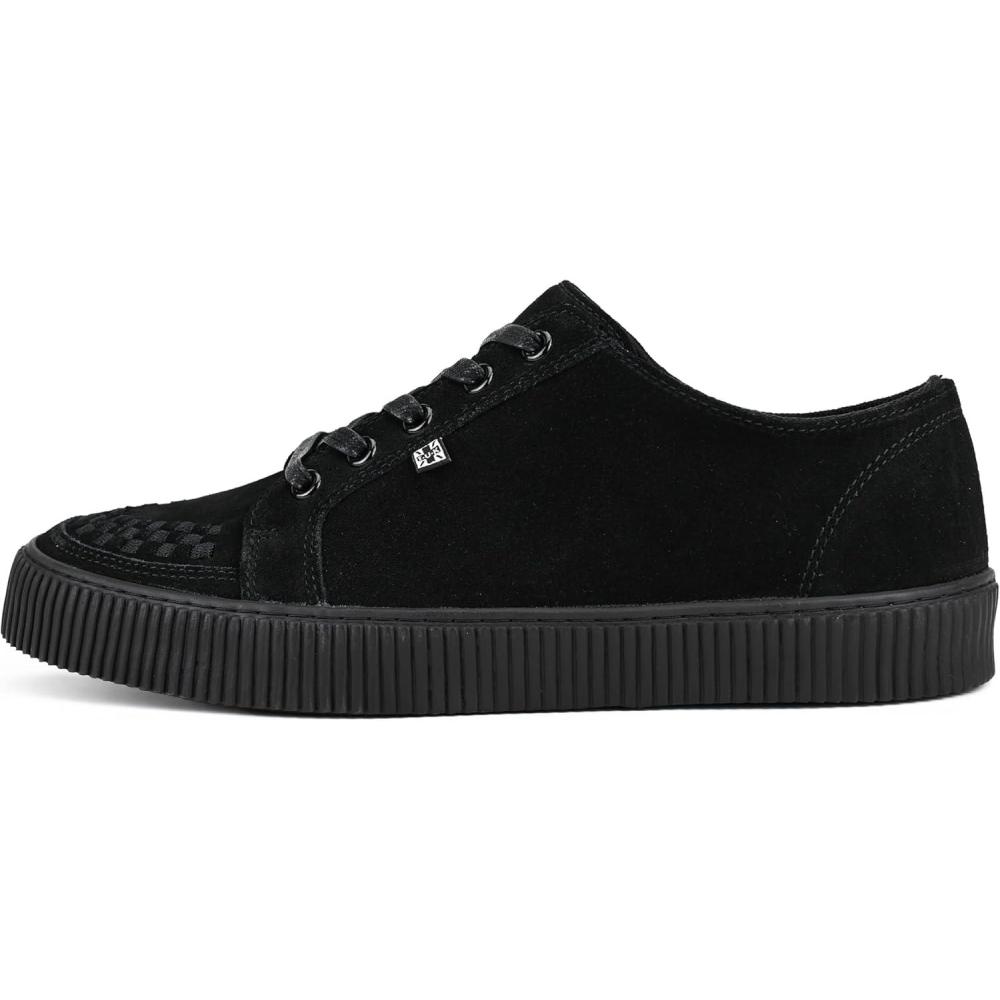 imageTUK Suede Creeper Sneaker for Women and Men  Lace Up Shoes Black Interlace and Eyelets  Classic Ridged Sole and Mesh Lining  Memory Foam Comfort for Everyday WearBlack
