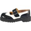 imageTUK Womens Brogue Mary Jane Flat Shoes  Black Leather Vintage Style Wingtip Detailing Adjustable Buckle Strap Cushioned Insole Sturdy Sole Low Heel Comfortable Fit VeganBlackWhite