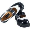 imageTUK Womens Brogue Mary Jane Flat Shoes  Black Leather Vintage Style Wingtip Detailing Adjustable Buckle Strap Cushioned Insole Sturdy Sole Low Heel Comfortable Fit VeganBlackWhite