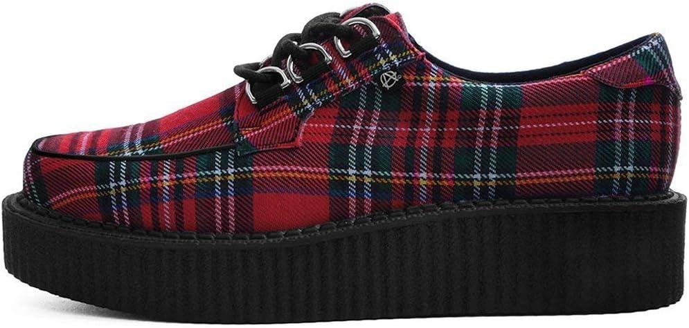 imageTUK Shoes T2264 UnisexAdult Creepers Red Tartan Anarchic Creeper  US Mens 5  Womens 7  RedFabric