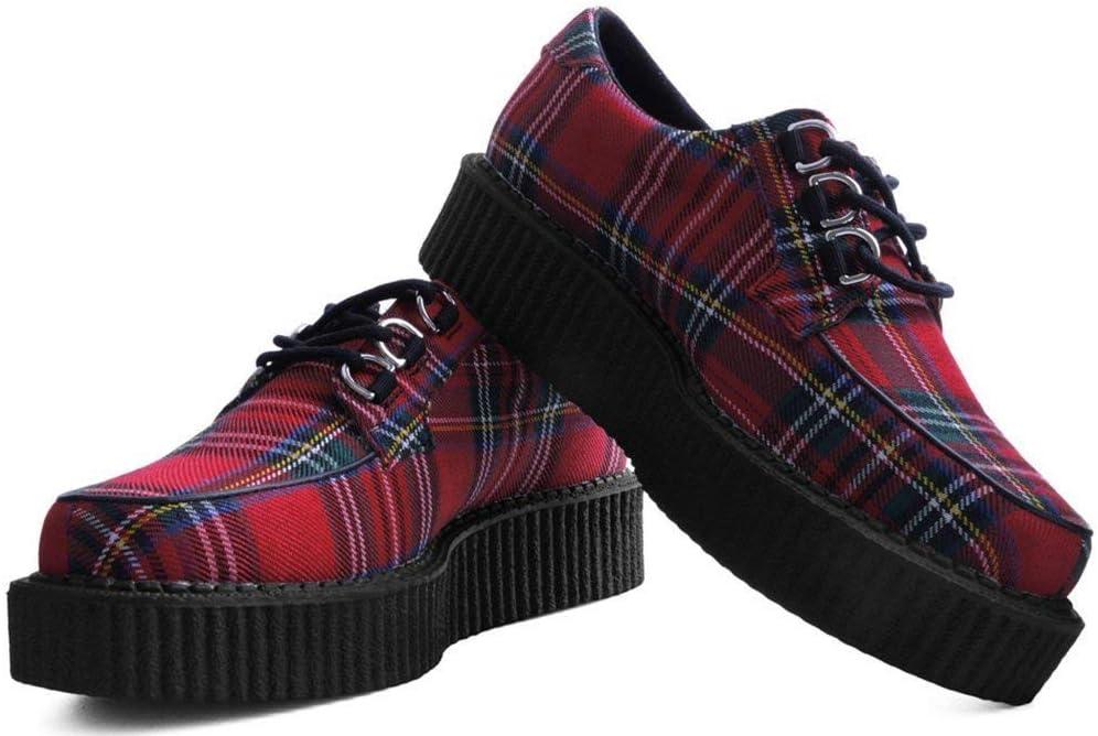 imageTUK Shoes T2264 UnisexAdult Creepers Red Tartan Anarchic Creeper  US Mens 5  Womens 7  RedFabric