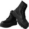 imageTUK Black TUKskin Double Decker Creeper Boots for Men ampamp Women 7 Eye Lace Up Platform BootBlack